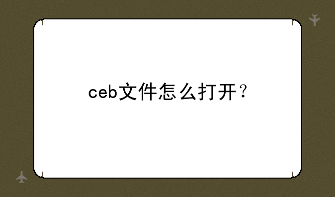 ceb文件怎么打开？