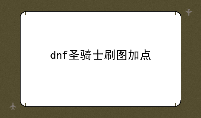 dnf圣骑士刷图加点