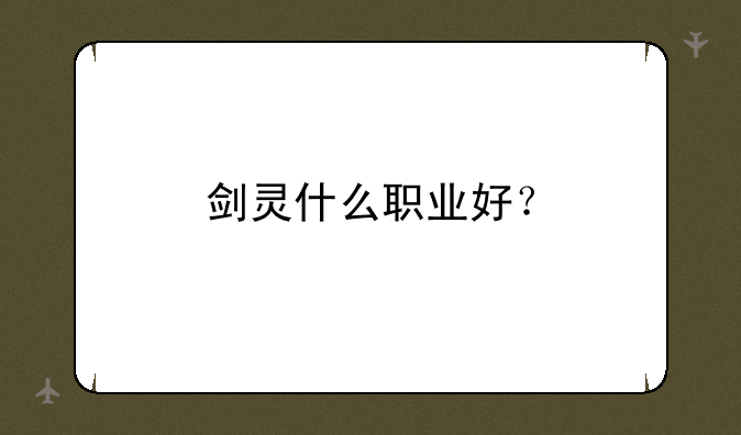剑灵什么职业好？