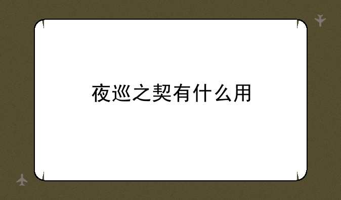夜巡之契有什么用