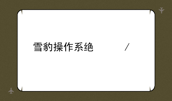 雪豹操作系统下载