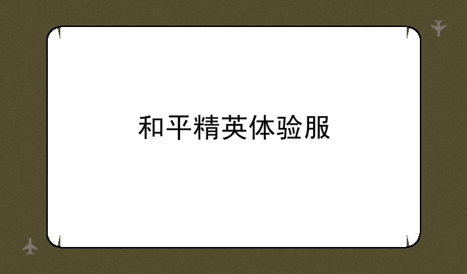 和平精英体验服