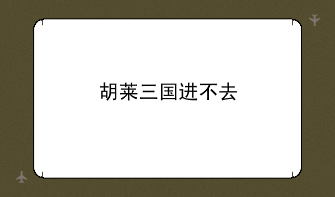 胡莱三国进不去