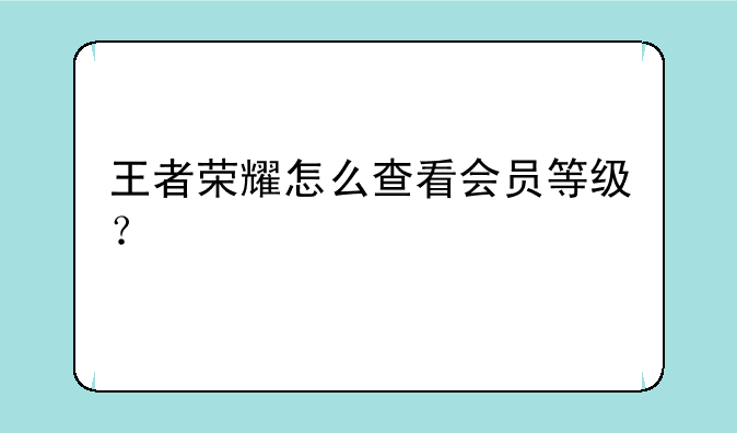 王者荣耀怎么查看会员等级？