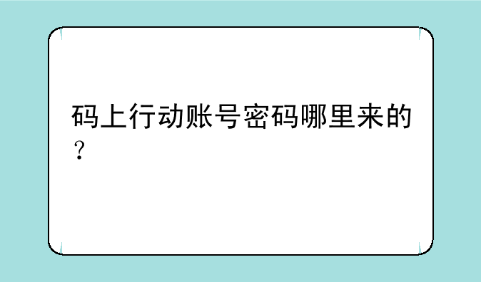 码上行动账号密码哪里来的？