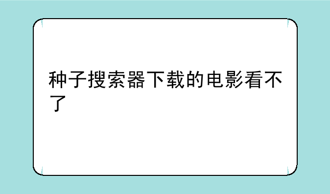 种子搜索器下载的电影看不了