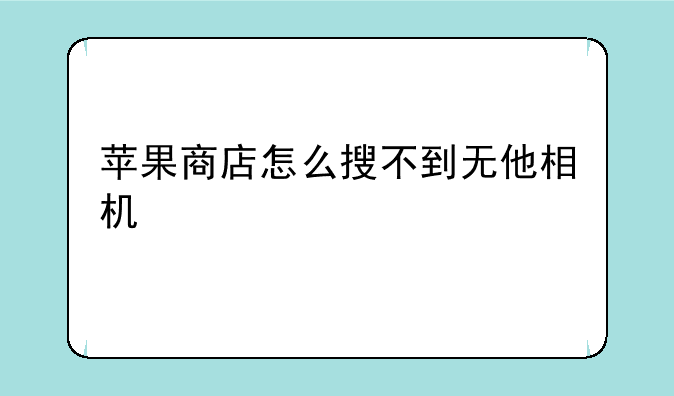 苹果商店怎么搜不到无他相机