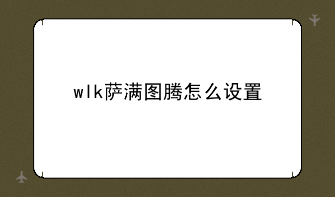wlk萨满图腾怎么设置