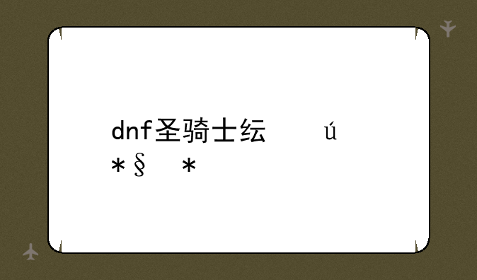 dnf圣骑士纯辅助加点