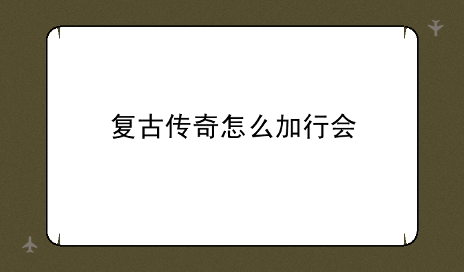 复古传奇怎么加行会