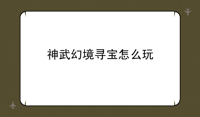 神武幻境寻宝怎么玩