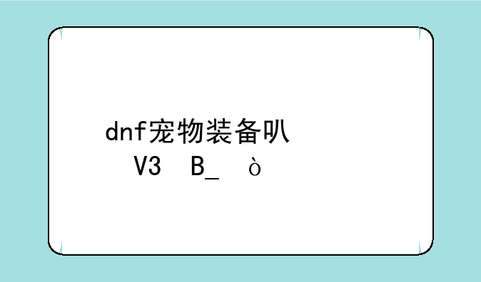 dnf宠物装备可以跨界吗？