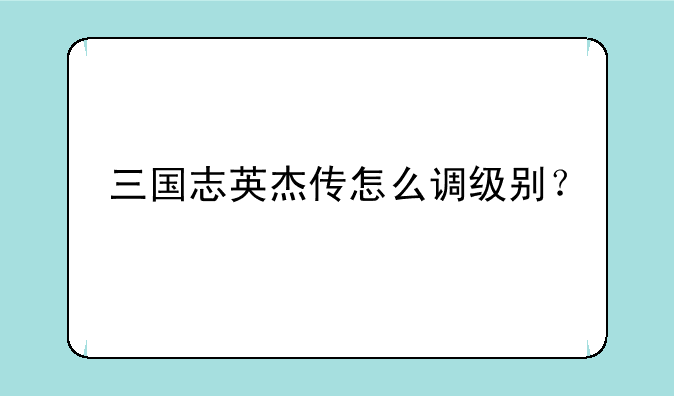 三国志英杰传怎么调级别？