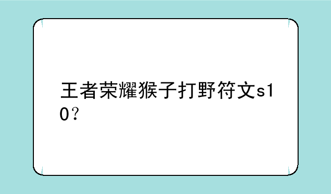 王者荣耀猴子打野符文s10？