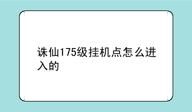 诛仙175级挂机点怎么进入的