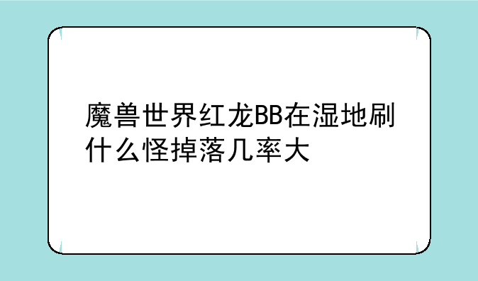 魔兽世界红龙BB在湿地刷什么怪掉落几率大