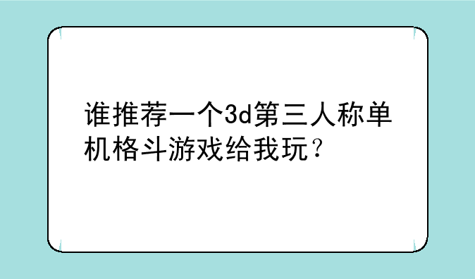 谁推荐一个3d第三人称单机格斗游戏给我玩？