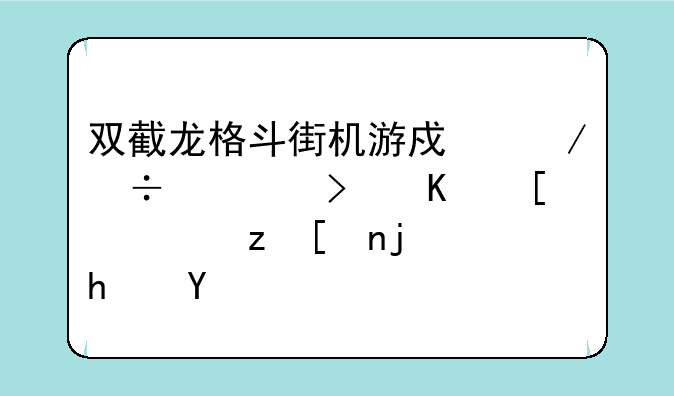 双截龙格斗街机游戏下载。可作弊，自带模拟器