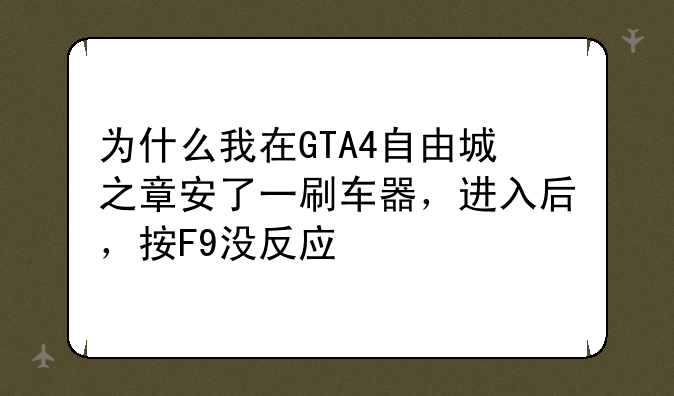 为什么我在GTA4自由城之章安了一刷车器，进入后，按F9没反应