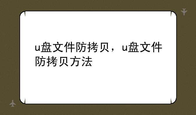 u盘文件防拷贝，u盘文件防拷贝方法
