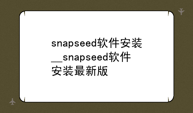 snapseed软件安装__snapseed软件安装最新版