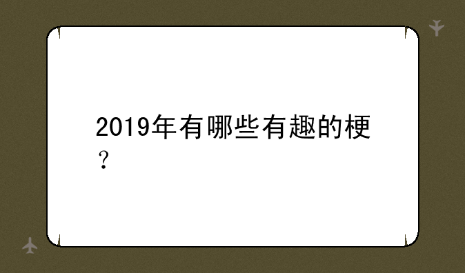 2019年有哪些有趣的梗？