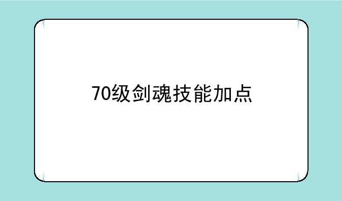 70级剑魂技能加点