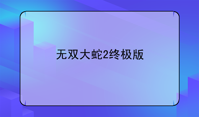 无双大蛇2终极版