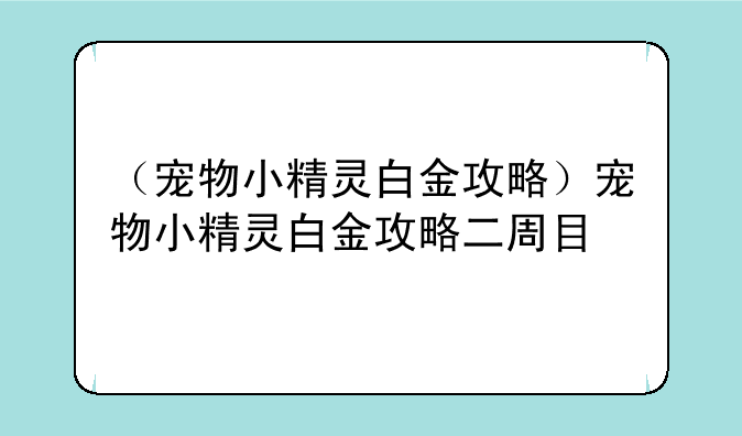 （宠物小精灵白金攻略）宠物小精灵白金攻略二周目