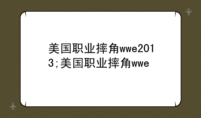 美国职业摔角wwe2013;美国职业摔角wwe