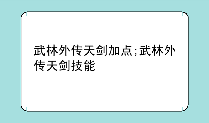 武林外传天剑加点;武林外传天剑技能
