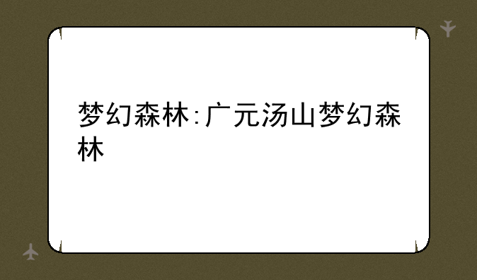 梦幻森林:广元汤山梦幻森林