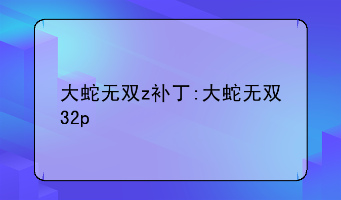 大蛇无双z补丁:大蛇无双32p