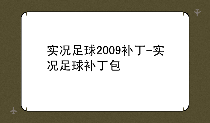 实况足球2009补丁-实况足球补丁包