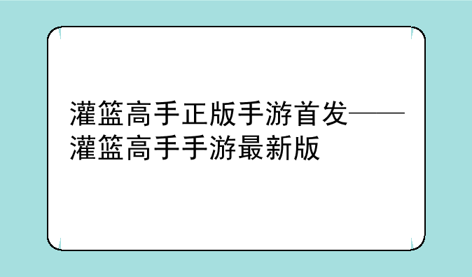 灌篮高手正版手游首发——灌篮高手手游最新版